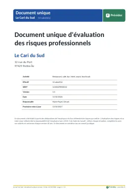 Page de garde du document unique